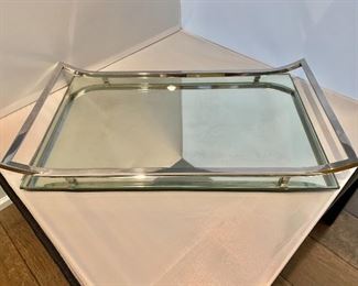 $24; Mirrored tray with handles; 16.5" x 10.5" (17.5" wide from handles)