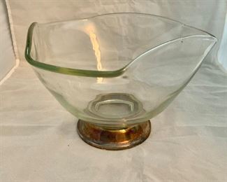 $20; Glass bowl with silver plated base, 6" H x 9.5" W