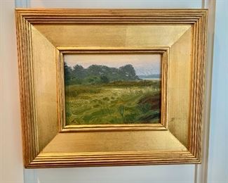 $395; Original landscape - Robert J. Barber "Morning Mist on the Marsh" oil on panel (2006); 11.5" H x 13.5" W 