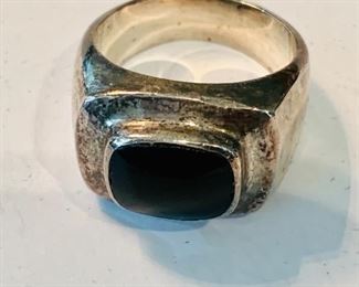 $45; Sterling silver and onyx ring; approx size 6