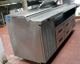 Delfield 6-Drawer Prep Table With Reach-In Countertop Doors, Model# F18CS82, 38in x 83in x 32in