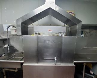Hobart Commercial Left-To-Right Conveyor Dish Washer Model # C44AW, Includes Hatco Water Heater Booster And Ecolab Vanguard Detergent Dispensers