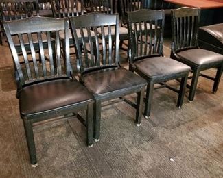 GAR Products Solid Wood Slat Back Chairs With Upholstered Seats Qty 4, Seat Hight 17.5in, Back Height 34in