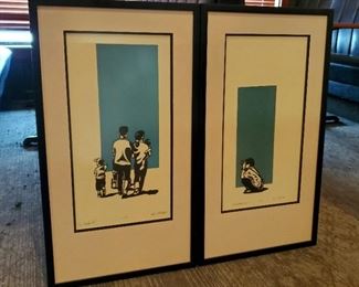 Chris McAdoo Framed Matted Under Glass Prints "Los Angeles #3" And "Photographer, NYC" Signed In Pencil, 31.75in x 17.5in