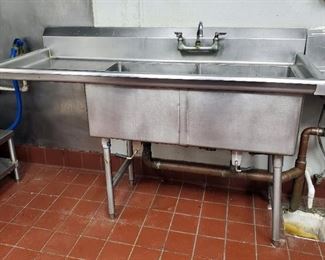 Stainless Steel Two Basin Commercial Wash Sink, 42in x 64in x 26.5in