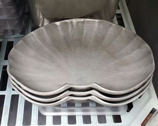 Wilton Aluminum Clam Shell Serving Bowls Qty 3, And Stainless Steel And Poly Food Storage Containers