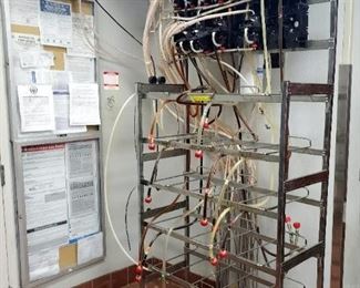 Cornelius Soda Fountain System, Including Metal Rack, Tubing, Water Filtration System, And Two Disperser Stations