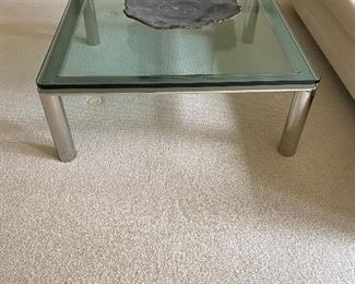 Glass & Chrome Cocktail Table $750