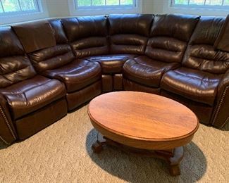 Leather Sectional Sofa ( as is ) & Antique Library Table