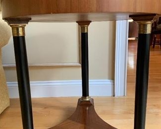 ( 2 ) Round Side Tables w/ Brass Accents - Italian Made