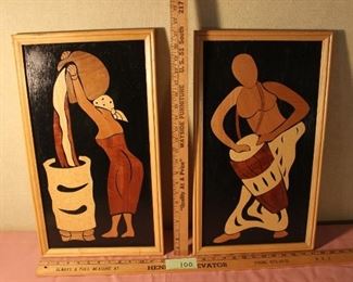 100 - Pair wall art $28. Mid Century modern style, 21x12 but probably newer tourist  - NOW $20