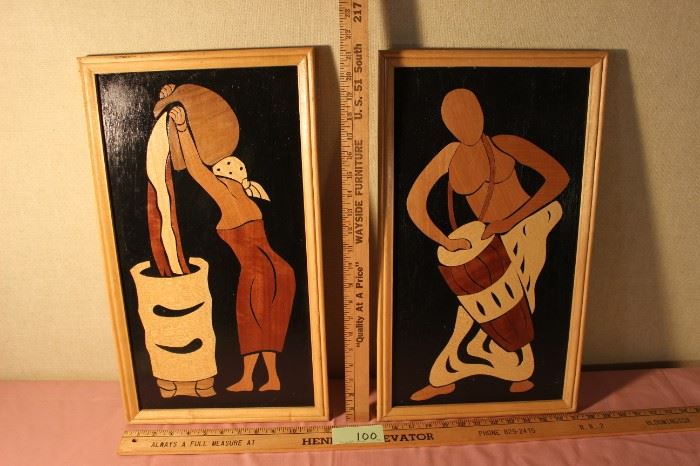 100 - Pair wall art $28. Mid Century modern style, 21x12 but probably newer tourist  - NOW $20