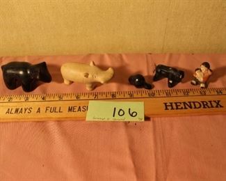 106 - Carved figurines $8 Rhino, beaver, etc - NOW $6