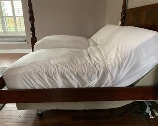 2. Four Poster King Size adjustble bed.  Very nice.  Bed Frame By Hickory  $650 with mattress