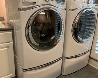 5. Pair of Whirlpool Washer and Electric Dryer  with storage drawers underneath.  Very nice.  $695 pair