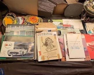 Over 400 car brochures. Chevrolet Corvette, Ford, Rambler, Chrysler, Plymouth, Crosley, Thunderbird
