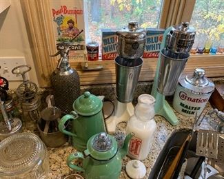 Hamilton Beach malt makers and Carnation malted milk container