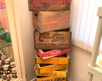 Coca-Cola trays, beer crates