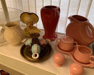 Porcelain ink well, head vase