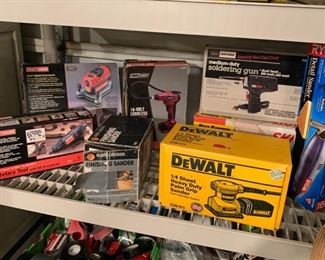 Dewalt sander, Finishing Sander, Craftsman Dremel tool, Soldering Gun