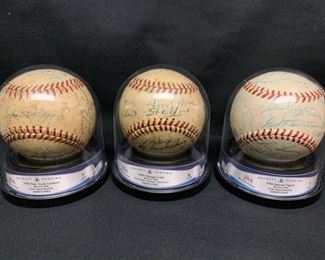 1950 New York Yankees Team Signed JSA Cert. #Y45638. 1945 Chicago Cubs Team Signed JSA Cert. # Y45637. 1954 Detroit Tigers Team Signed JSA Cert. #Y45636