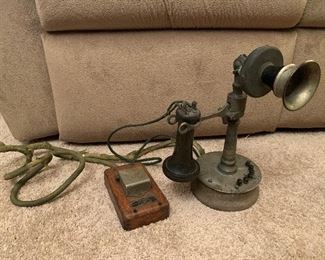 DeVeau 1899 candlestick phone with Tauk-Lo mouthpiece 