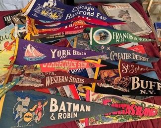 Batman & Robbin and assorted pennants 