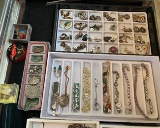 Earrings, bracelets, necklaces, brooches