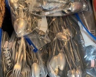 Silver spoon collection and silverware 