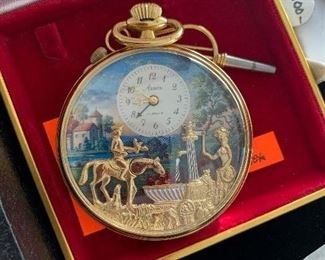 Arnex gold musical mechanical pocket watch