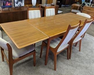 Danish Modern Teak Dining Table And 7 Chairs