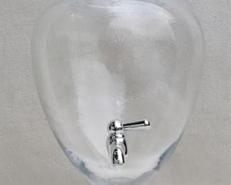 $25 Drink dispenser: clear glass w/ lid, footed, silver metal spigot.  H: 20" | diameter: 8" [Props] 