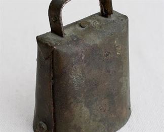 $25 Handmade brass cowbell, brass, handmade.  W: 2.5" | H: 3.5" | D: 2" [Bin 26] 