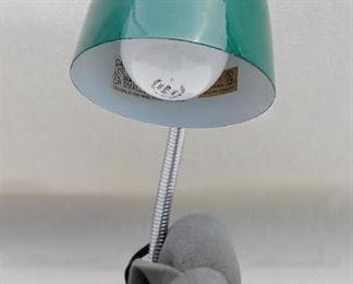 $20 - Desk lamp, goose neck, green enamel. Brand new, never used.  H: 14.5" | base diameter: 6" 