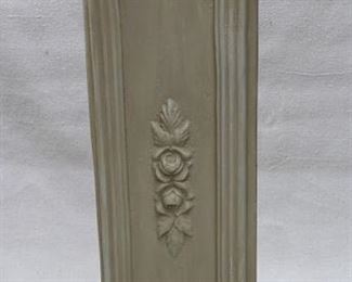 $45 - Square column w/ cast roses & leaves, painted cast resin (?).  L: 9.5" | W: 9.5" | H: 29" [Props] 