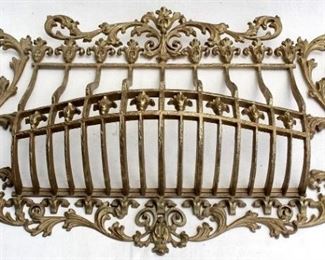 $40 - Window grille: ornate plastic "brass", decorative use only.  W: 31.5" | H: 18.5" | D: 6.5" [Props] 