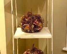 $150 Farmhouse Chic Metal and Wood Distressed Shelf, Perfect for that empty corner needing some love in your home, 17”17”x17”                                                Festive Fall Potpourri Pumpkins:                                                                       $20 Small (2), $24 Large (2)
