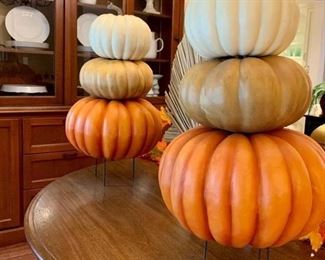 $30 Pair of Topiary Pumpkins with stakes