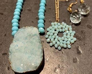 $26 Stone Beaded Necklace $18 Gold Chain wreath bead necklace, $8 Earrings                                                                               Come Shop our selection of jewelry in person