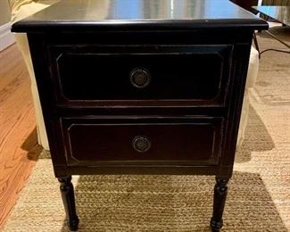 Front view of Black Distressed side table
