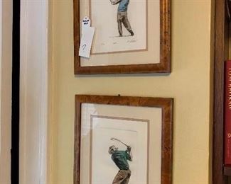 $100 Pair of Numbered Framed Golf Print