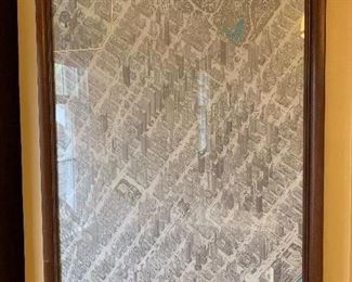 $300 Vintage Framed New York 1980 Axonometric Map 26x39
