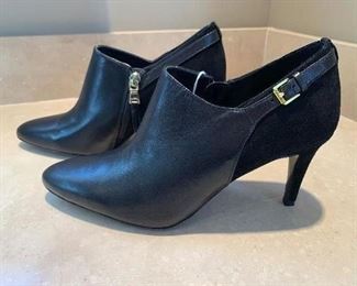 $42 Lauren Ralph Lauren Paula-Bo-Drs  Suede and Leather heeled ankle-high pump with gold buckle detail. These do not look as to ever have been worn. Size 7 