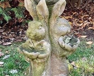 $100 3 Bunnies Concrete Gazing Ball Stand. The delightful Victorian-era tradition of the gazing ball becomes an artistic vision when balanced with this fabulous sculpture 