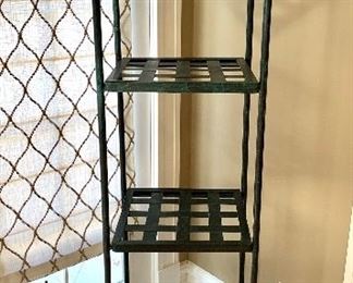 $80. Distressed green and black metal etagere. 