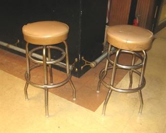 Pair Vintage Chrome Bar Stools