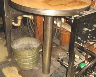 Retro Round Bistro Table, Metal Bucket