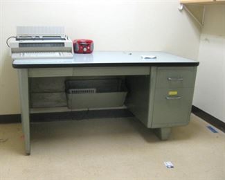 Metal Desk, Check Out Underneath Paper, Magazine Bin