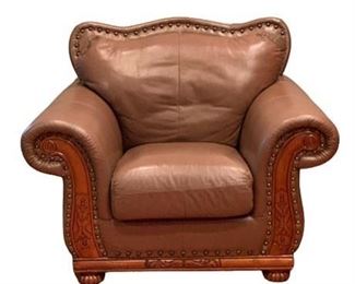 Lot 306
Leather Camel Back Rolled Arm Over-sized Chair