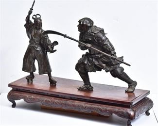 Meiji bronze grouping , ninja and high priest